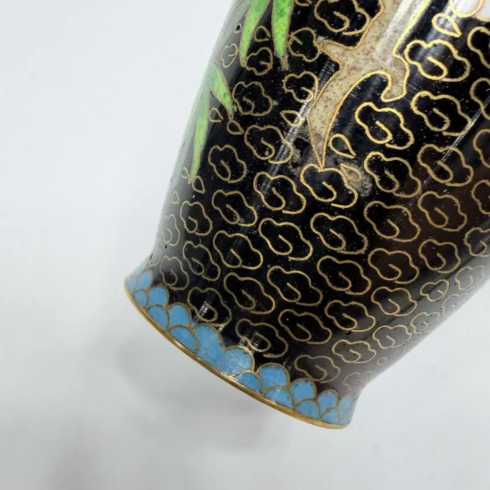 Black Cloisonne Floral Vase Miniature 4